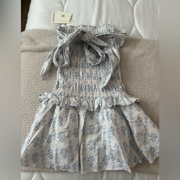 Peppermayo White and Blue Strapless Chemise - Picture 3 of 4